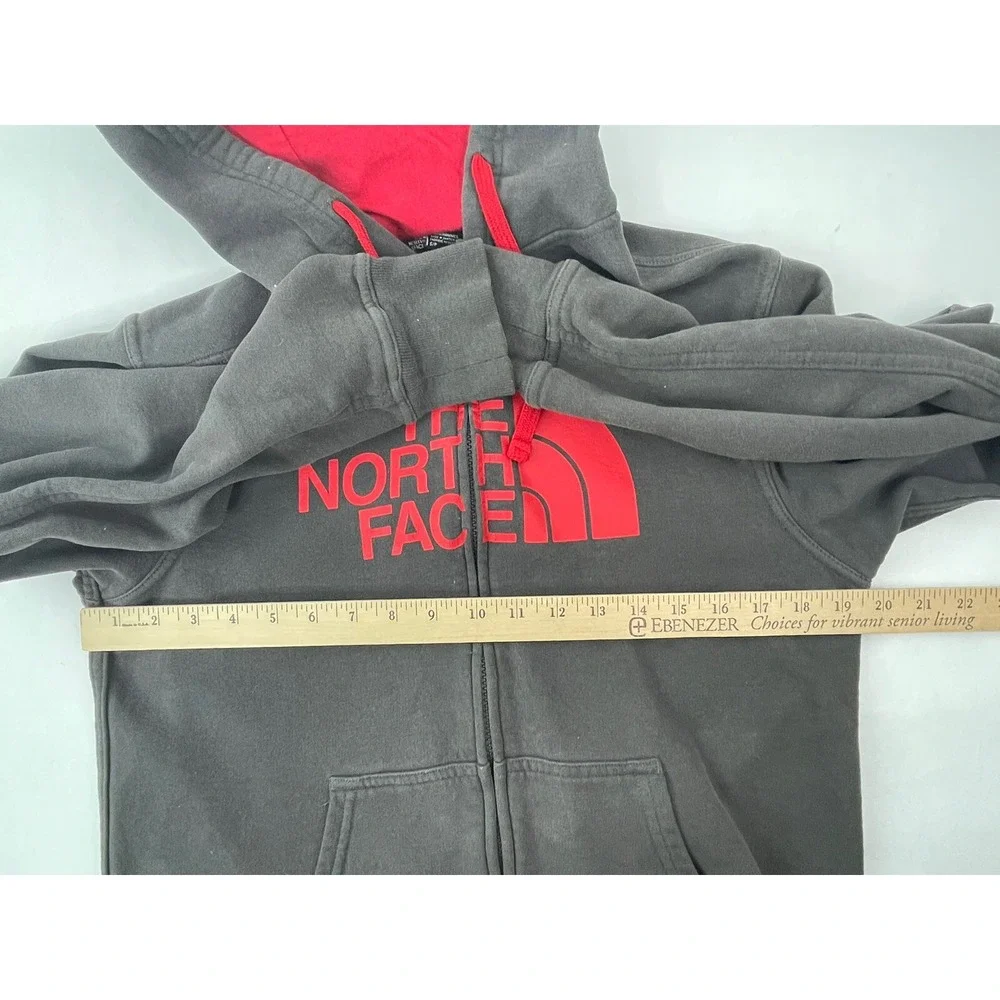 The North Face Hoodie Mens Small Gray Full Zip Sweat Shirt Graphic Print Logo